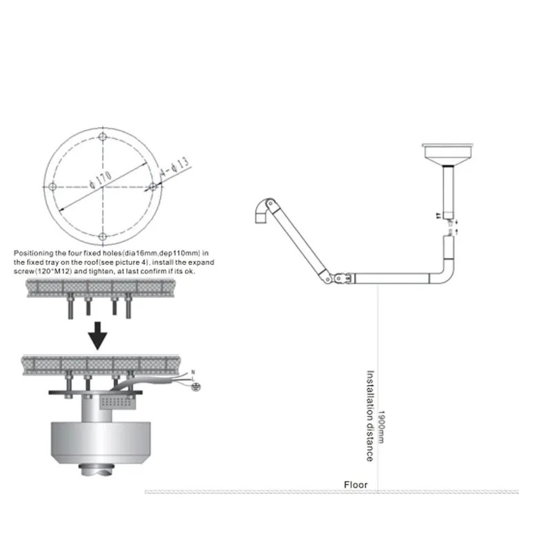 12 Holes 36W LED Ceiling Type Veterinary Dental Surgical Shadowless Medical Examination Light