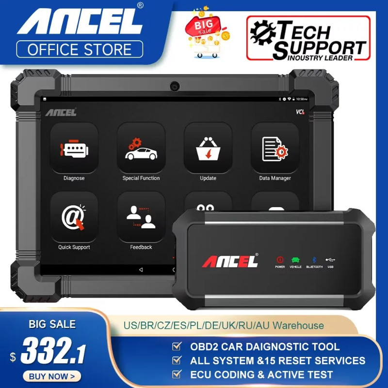 Ancel X7 OBD2 Automotive Scanner Professional OBD Scanner Full System ABS Oil EPB SAS Reset Bluetoo