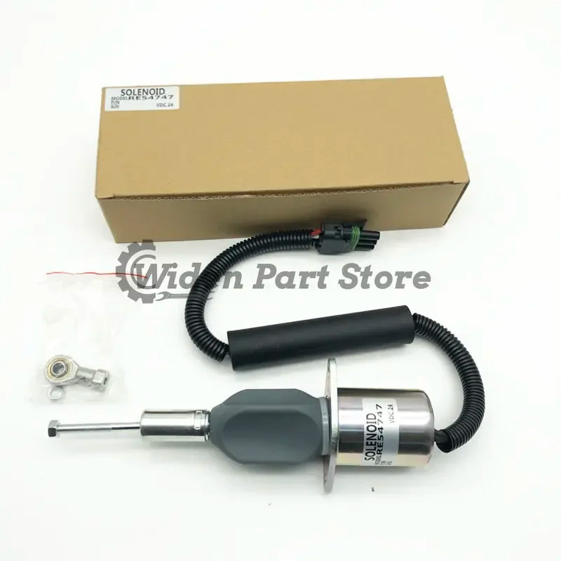 RE54747 Fuel Shutoff Solenoid 24V for John Deere 770C 770CH and 772CH Engine Graders 330LC 330LCR 7