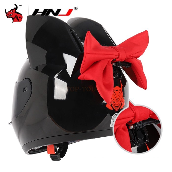 HNJ Motorcycle Helmet Full Face Casco Moto Breathable Motocross Helmet Removable Cat Ears Helmets D