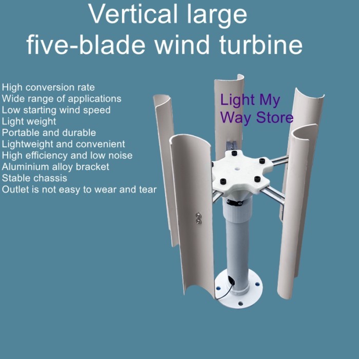 Vertical axis five blade wind turbine three-phase permanent magnet generator model windmill