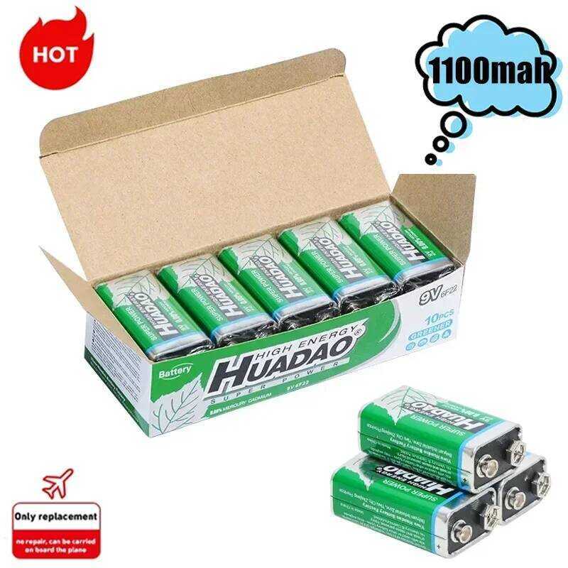 C 10Pcs Newdisposable Volt Battery V Battery Multimeter Alarm Microphone 6F22 Carbon Dry Batteries