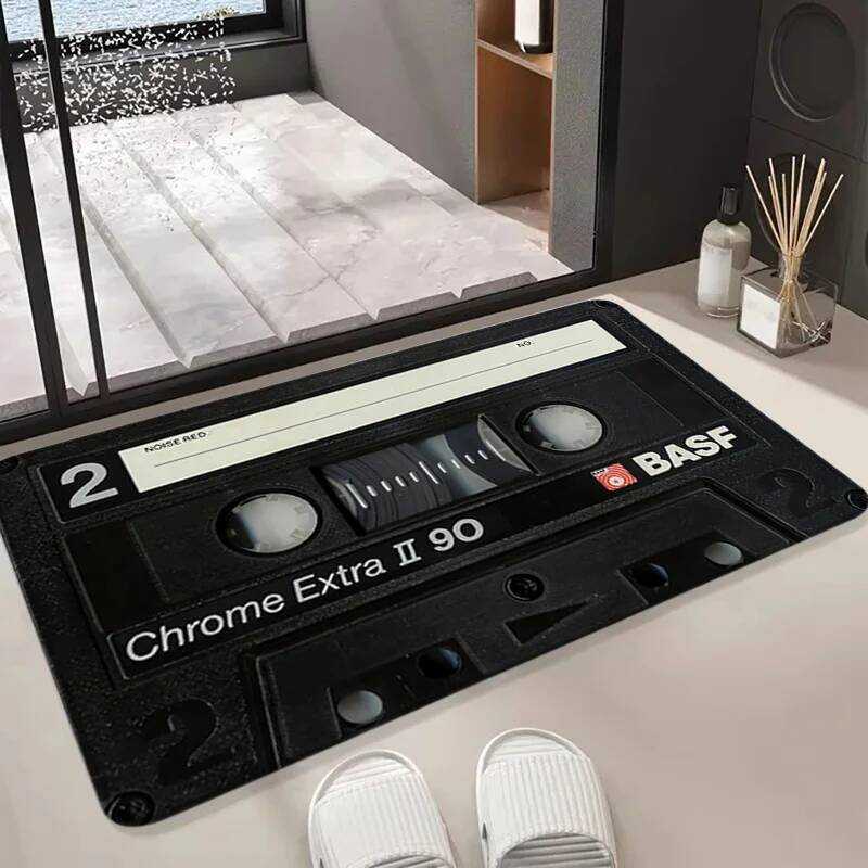 C VIKAMA Retro Tape Bathroom Carpet Anti Slip Water Absorbing Home Doors Bathroom Living Foot Mat