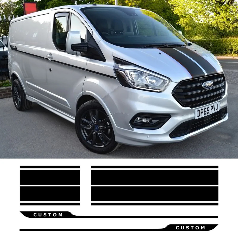 Car Hood Side Vinyl Door Stickers For Ford Transit Tourneo Custom L1 FW Sport Stripes Graphics Deca