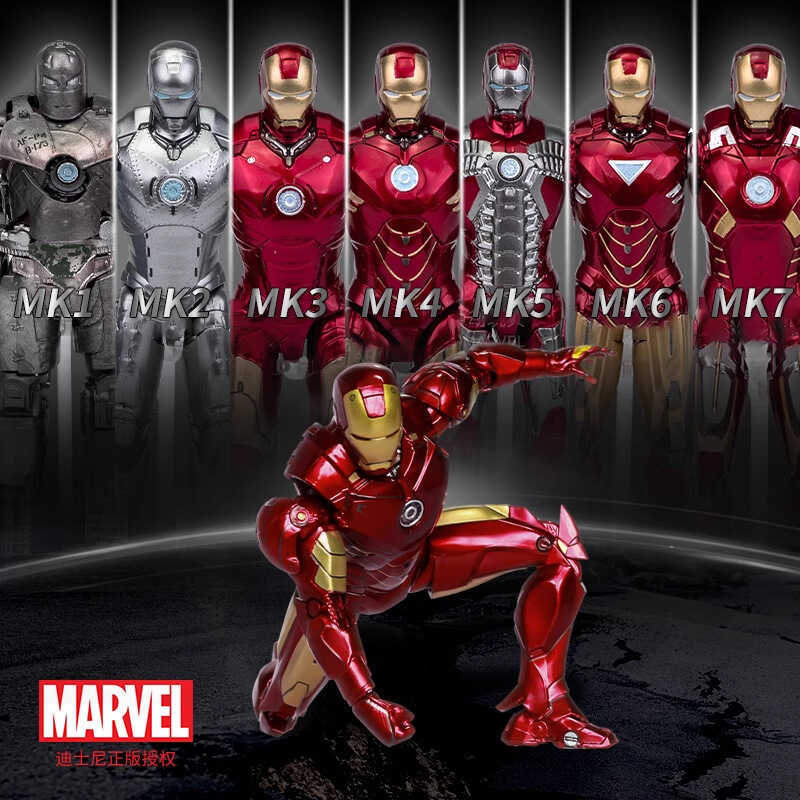ของแท้ Iron Man ของเล่นรูป 13 ซม.ฐาน Iron Man Luminous Mecha เครื่องประดับ mk85 Deluxe mk50