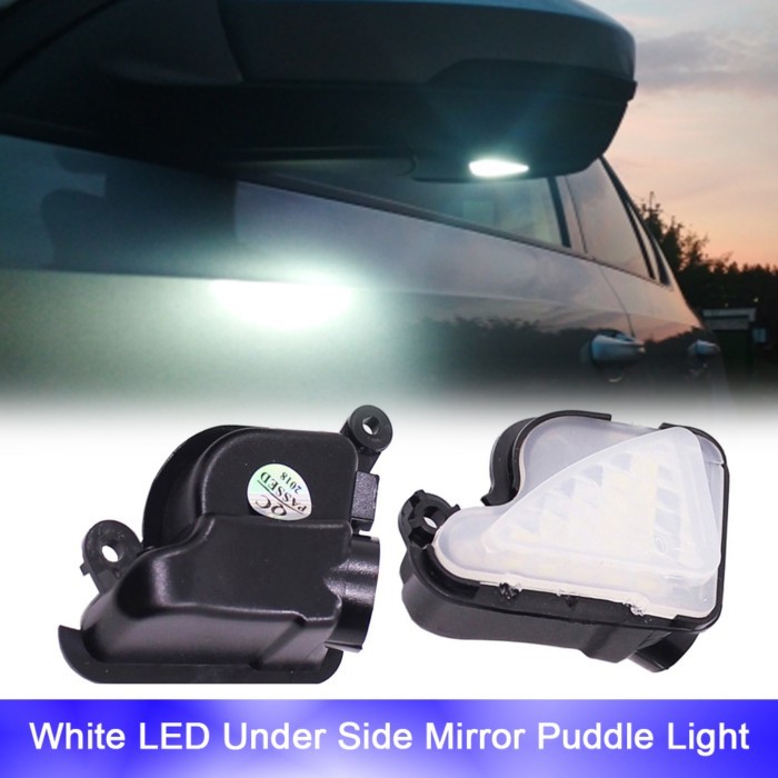 2x For Skoda Superb Scout Octavia 1Z White LED Under Side Rearview Mirror Puddle DRL Signal Lights