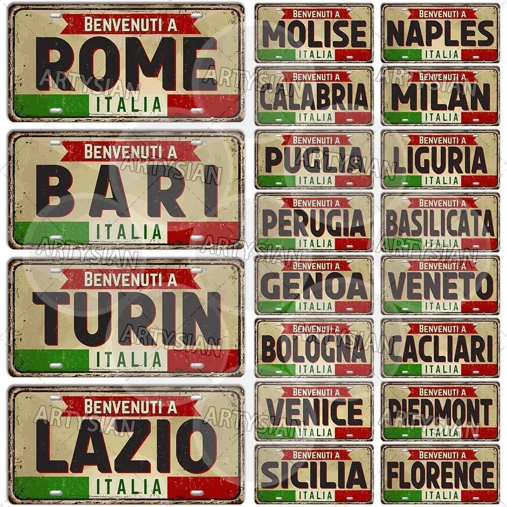 อิตาลีป้ายโลหะ City Landmark Plaque PUGLIA COUNTRYSIDE CAMPOBASSO CALABRIA SILIZIO ABRUZZO UMBRIA MO
