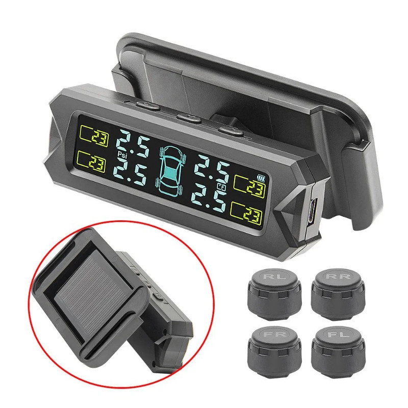 External TPMS Solar Power TPMS Car Tire Pressure Alarm Monitor Auto Security System Tyre Pressure A