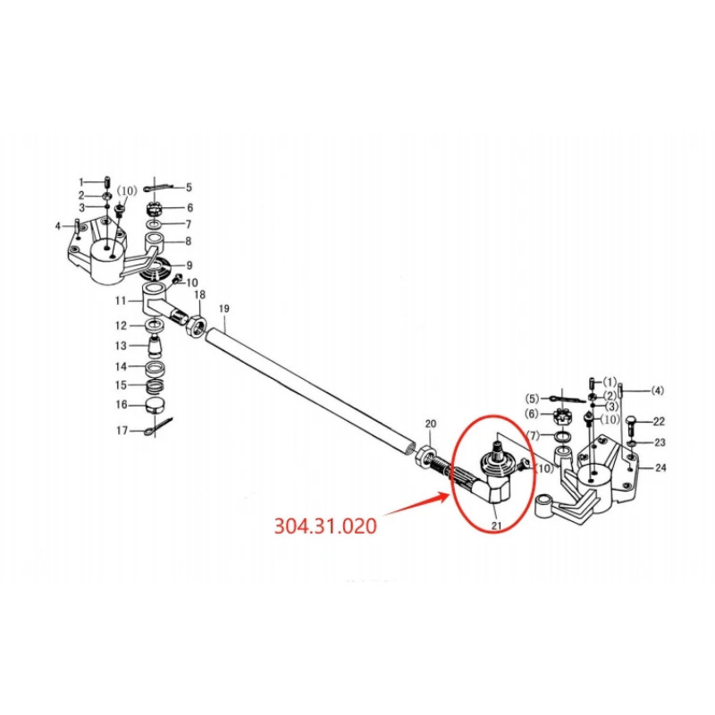 JINMA 304.31.020 Tie Rod End - Left , JINMA / JM 30HP - 65HP 4WD Tractor Parts