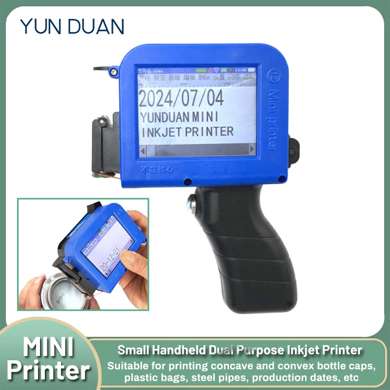 YUNDUAN Mini Handheld Inkjet Printer Ink Kit QR Barcode Logo Expiry Date 12.7mm Multilingual Cap Po