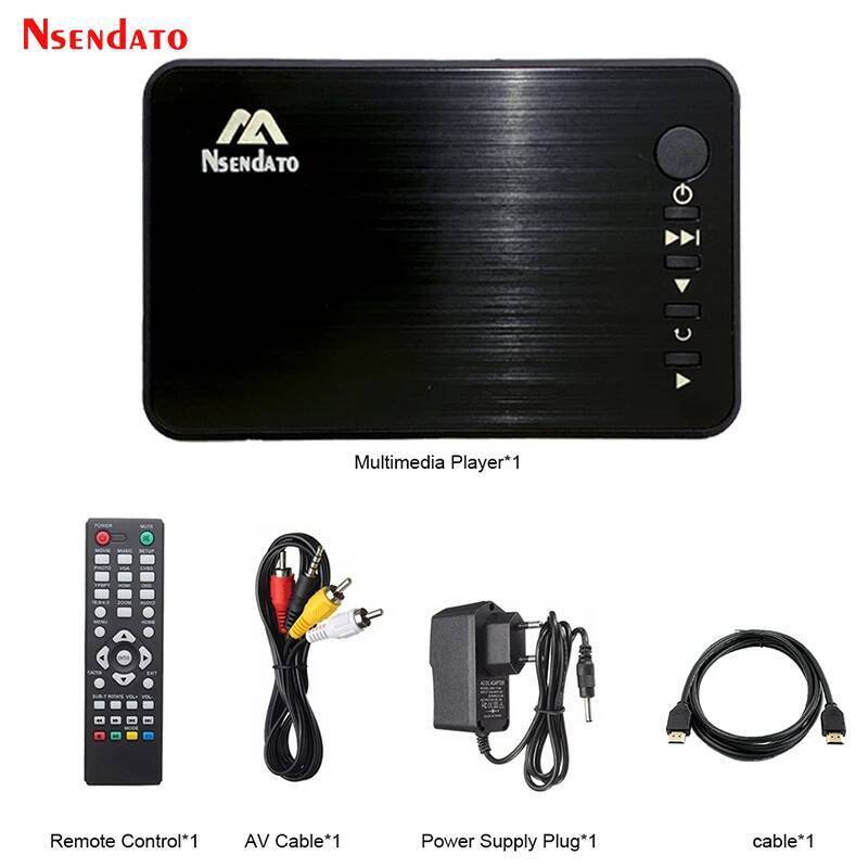 Mini Full HD Media เครื่องเล่นมัลติมีเดีย Autoplay 1080P USB ภายนอก HDD Media Player HD สาย VGA AV ส
