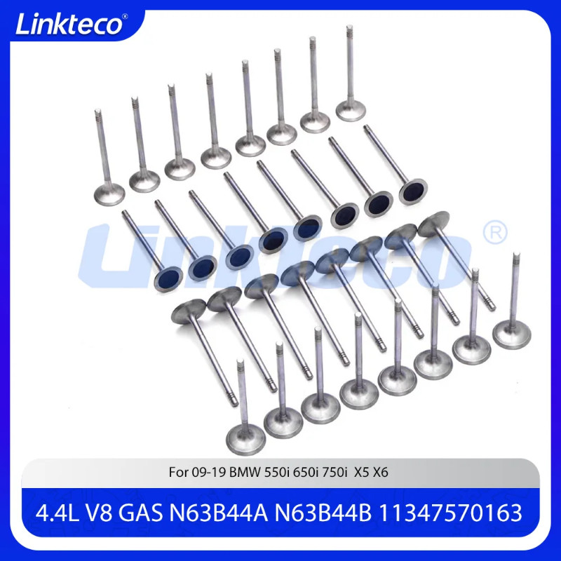 Engine 32x Intake & Exhaust Valves Set Fit 4.4 T L V8 GAS N63B44 For 09-19 BMW 550i 650i 750i X5 X6