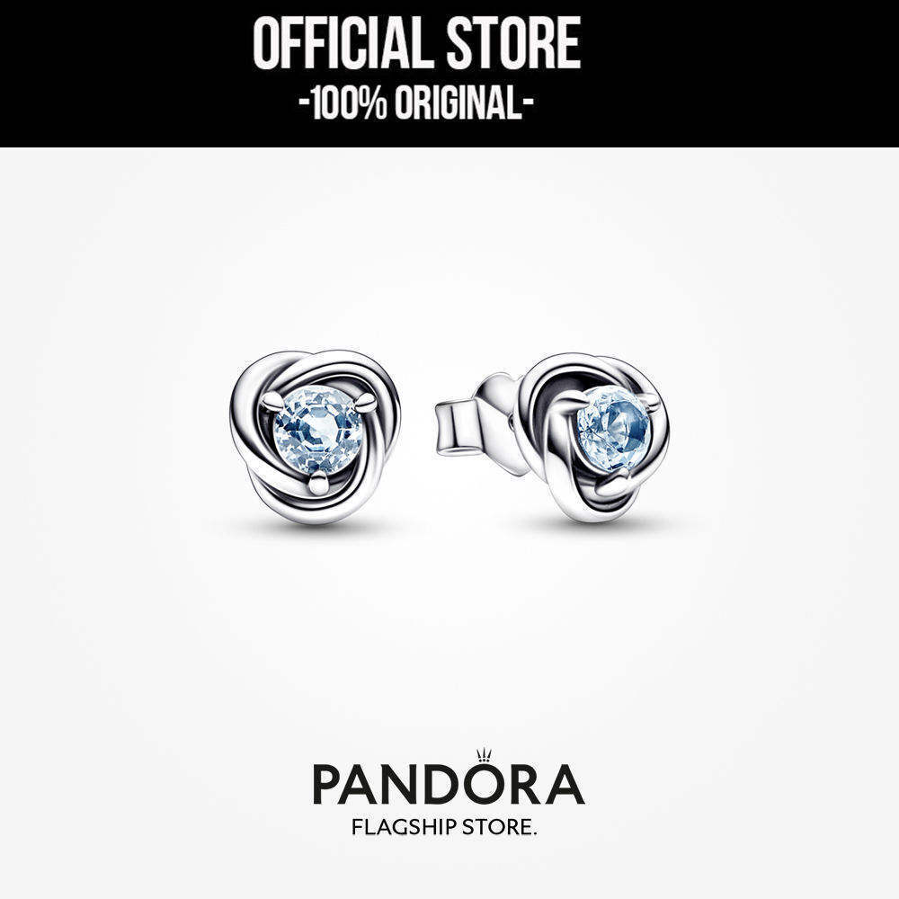【💯สินค้าแท้💎】Pandora Sea Aqua Blue Eternity Circle Stud Earrings ของขวัญ ที่ดี ที่สุด✨