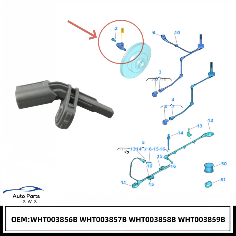 WHT003856B WHT003857B WHT003858B WHT003859B ABS Sensor For Audi A3 Q7 Porsche Cayenne 9PA VW Passat