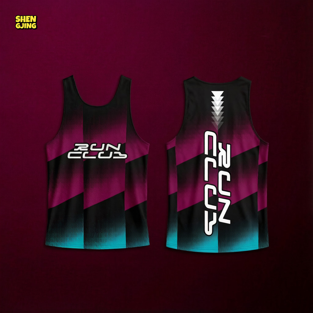 เสื้อกล้าม Racerback สีดํา สีชมพู Teal "RUN CLUB"