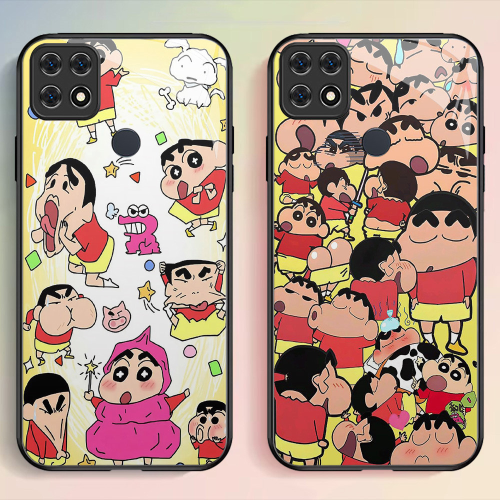 G-66 Crayon Shinchan HD Glass Casing สําหรับ OPPO A16K A54 A93 Reno 4 A55 A15 A15S 4F A16E Lite Case