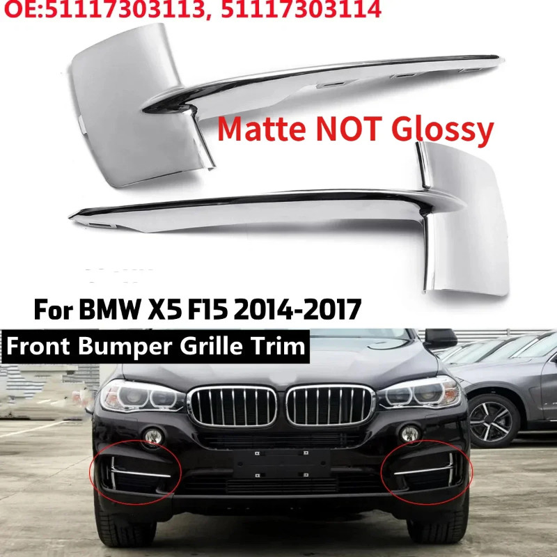 Matte Front Bumper Grille Trim Molding ABS For BMW X5 F15 35i 35ix 35dx 40ex 2014-2017 51117303113