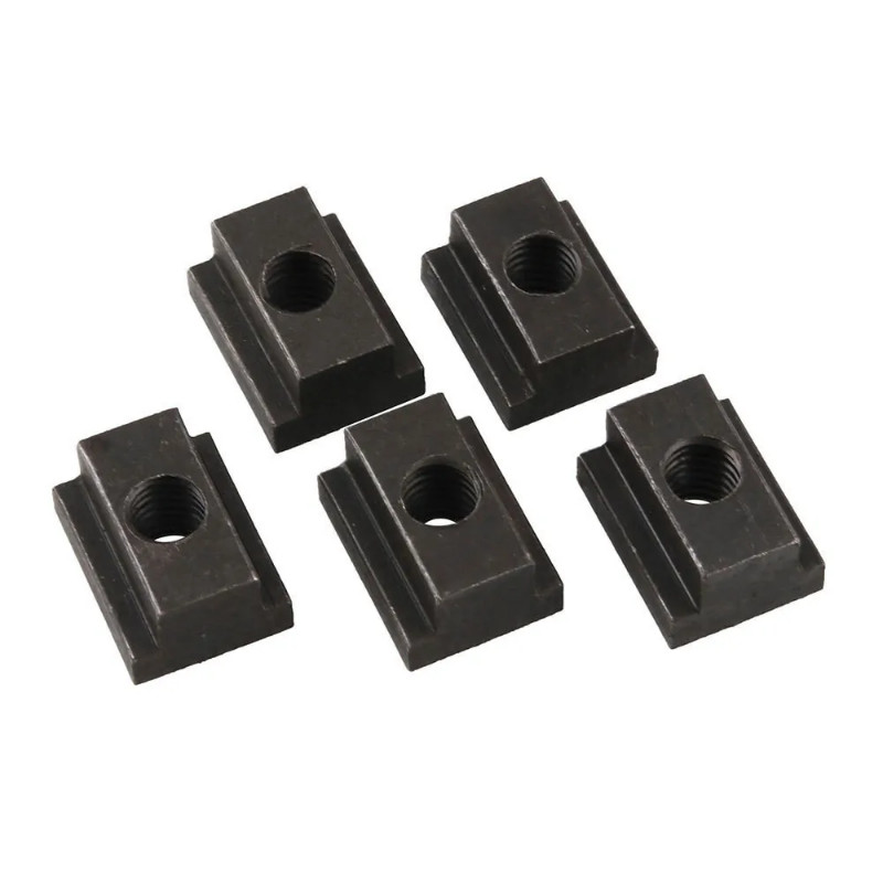 Black Tapped Through T-Slot Nut, M8 Grade 10.9 Carbon Steel Table Slot (Pack of 5)