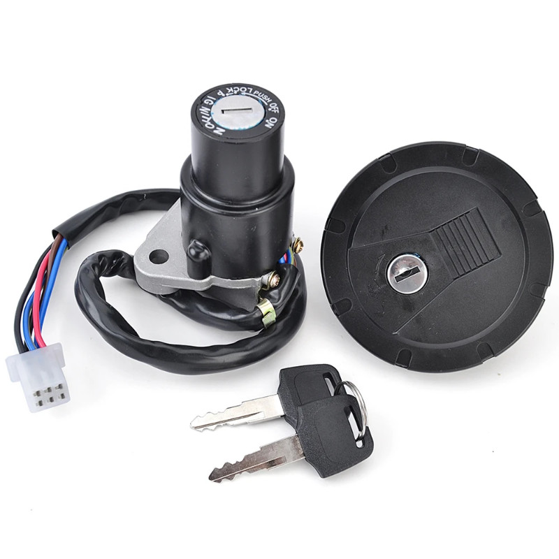 Ignition Switch Fuel Gas Cap Seat Lock Set for Kawasaki KMX125 KMX200 KL250 KLR250 KL650 KLR65 2700