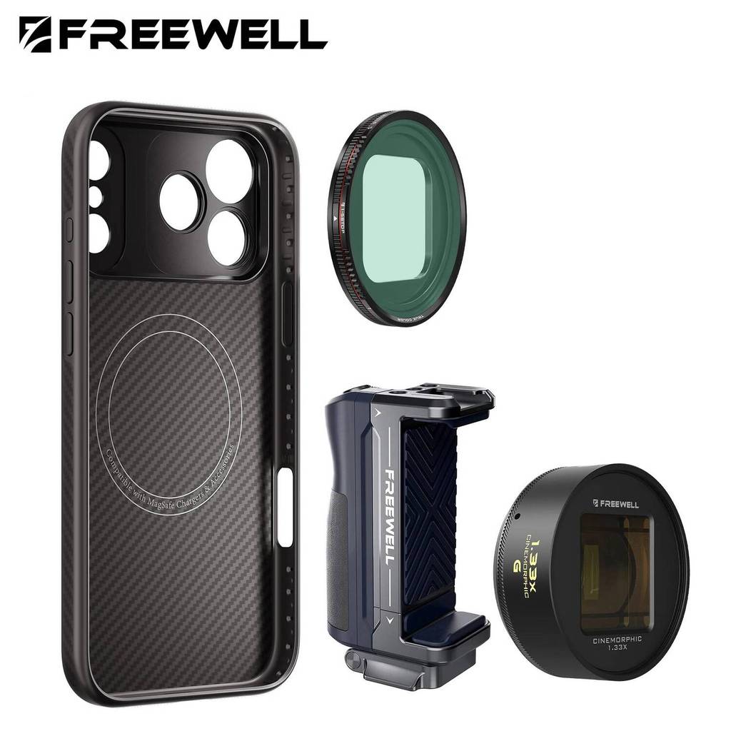 Freewell Mobile Photography Kit Selfie stick 1.33x Gold Anamorphic Lens และ VND Filter สําหรับ iPhon