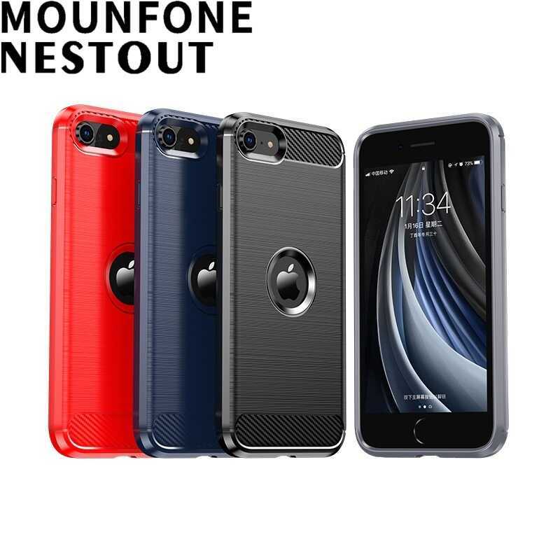 เคสโทรศัพท์ Apple SE2/SE3 เคส Apple SE เคสป้องกันลายคาร์บอนไฟเบอร์แบบแปรง เคสป้องกันโทรศัพท์