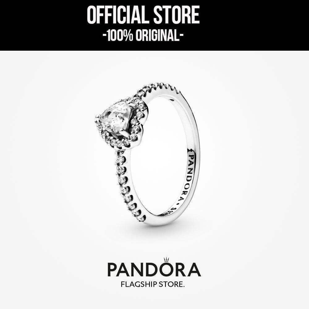 【💯สินค้าแท้💎】Pandora 14K Rose Gold Plated Sparkling Elevated Heart Ring (Pink) ของขวัญ ที่ดี ที่สุด✨