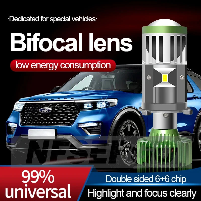 LED H4 Projector Lens Headlight Bulbs Canbus 90W 20000LM H4 LED Hi/low beam Lights 6000K for Cars &