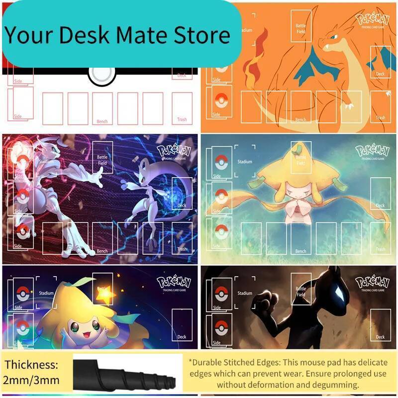 Pokemon PTCG Mewtwo Charizard Mew Jirachi Battle Playmat Trading Card เกม Mat การ์ดเฉพาะเล่นกับใหม่ต