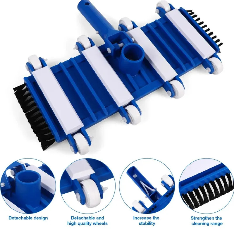 Pool Vacuum Head with Brush Swimming Pool Brush Suction Cleaning Equipment Accessories Portable Hea