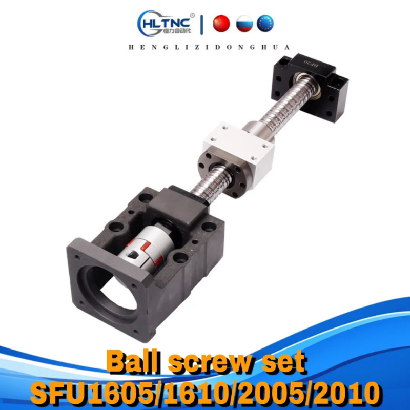Ball screw set SFU1605 1610 2005 2010 with ball nut end maching + HM12-57 15-57 and BF12 / 15suppor
