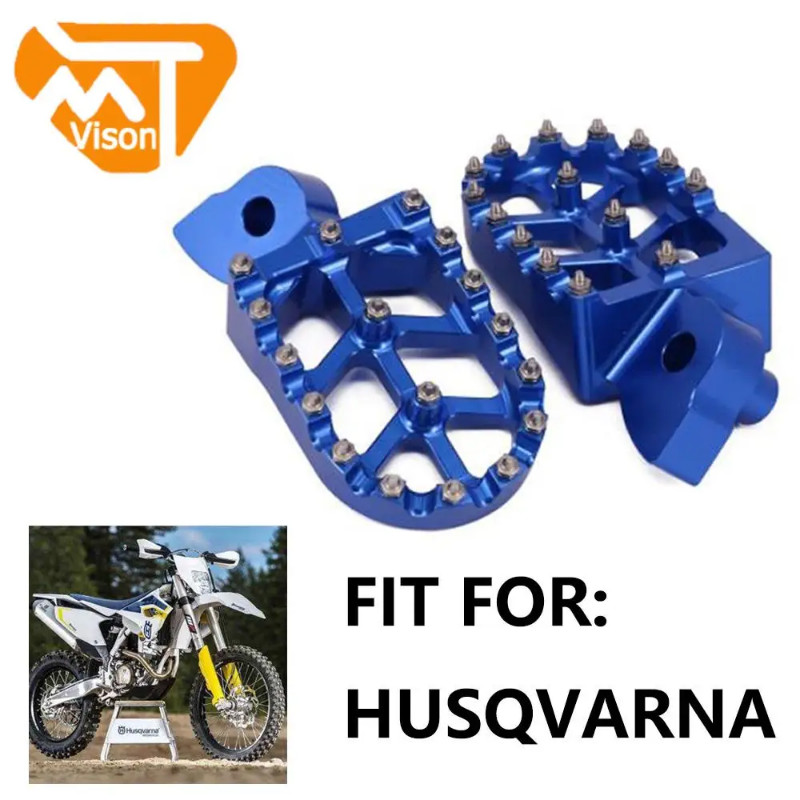 Motorcycle Billet MX Wide Foot Pegs Pedals Rest Footpegs For Husqvarna WR SMR TC TE TXC 360 400 449
