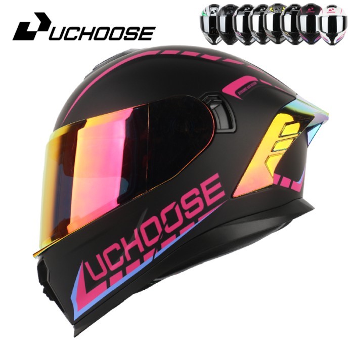 818 Uchoose DOT Approved Full Face Helmet Crash Motorbike Protective Gear Men Women Motorcycle Doub