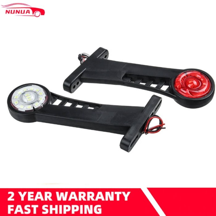 2Pcs 24V LED Side Marker Lights Car External Lights Warning Tail Light Red & White Lamp Trailer Wat