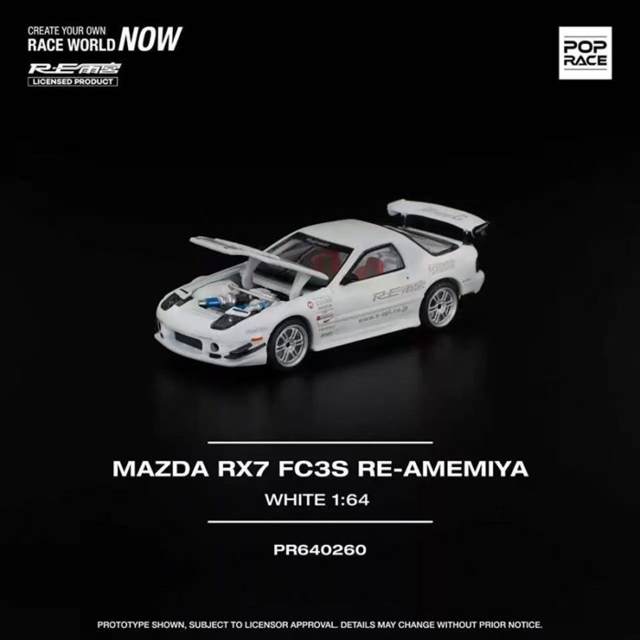 POPRACE 1: 64 Mazda Mazda RX-7 FC3S RE-AMEMIYA AMEMIYA โมเดลรถโลหะผสม