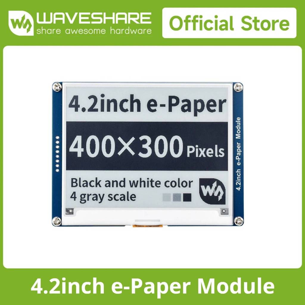 Waveshare 4.2 นิ้ว E-Ink จอแสดงผลสีดํา/สีขาว e-Paper พร้อมอินเทอร์เฟซ SPI เข้ากันได้กับ Raspberry Pi