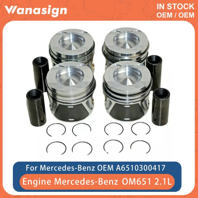 Engine 4X Pistons & Rings Set Fit 2.1 2.2 T For Mercedes-Benz E250 W204 W900 651 OM651 OM651 930 2.