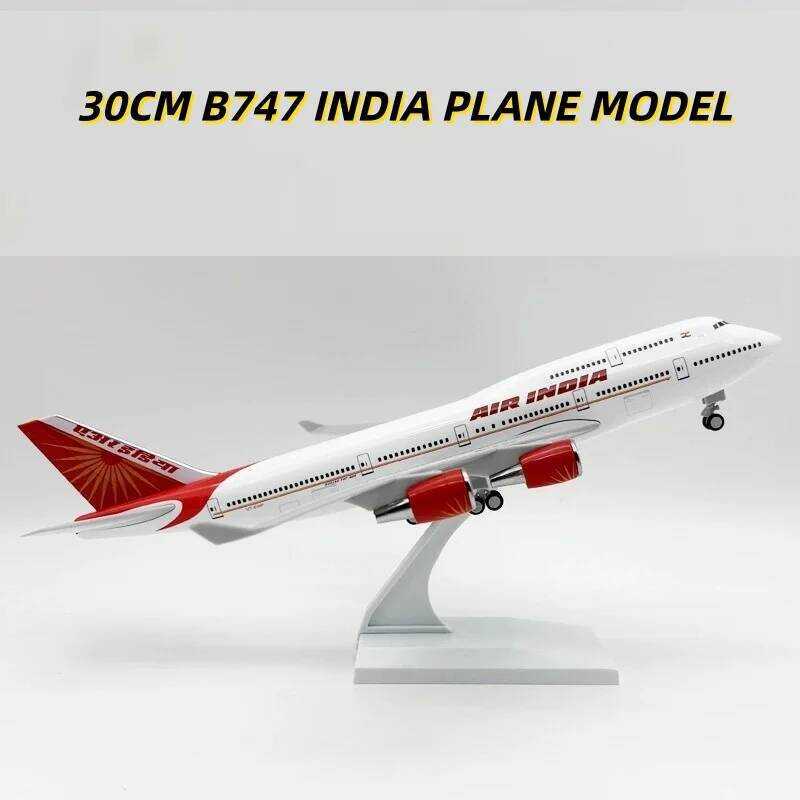C 1/240 Scale Plane Model Air India 747 B747 Resin Miniature Airplane With Stand Kids Toys For Boys