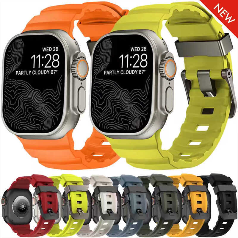 C Titanium Alloy Buckle Fluororubber Sport Man Strap For Aple Watch Series 10 46Mm 4Mm 45Mm 44Mm 42