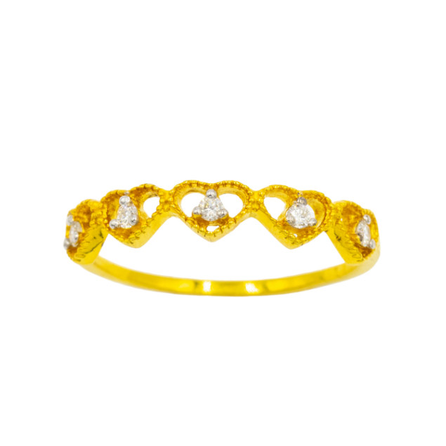 Happy Jewelry แหวนหัวใจเรียงกัน แหวนเพชร แหวนทองเพชรแท้ ทองแท้ 37.5% (9K) ME015
