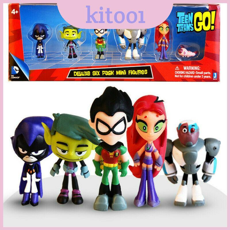 ชุดตัวเลขสะสม Teen Titans Go พร้อม Robin Raven Beast Starfire Boy