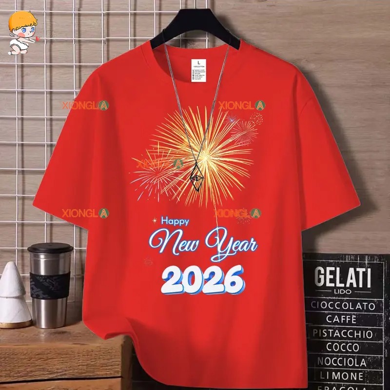 MXC T-SHIRT （1449 ) เสื้อยืดลายปีใหม่2026 เสื้อhappy new year ใส่ได้หญิงชาย ခရစ ်စ မ က ် အ က ျ ီ ် 2