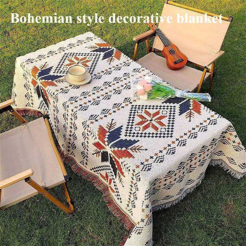 C Outdoor Camping Carpet, Bohemian Style Decorative Blanket, Travel Picnic Mat, Leisure Mattress So