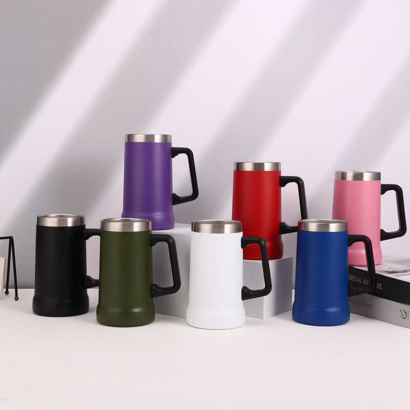 304แก้วเก็บความร้อนสแตนเลสแก้วสํานักงานแฟชั่นพร้อมที่จับแก้วเบียร์ปาร์ตี้อเมริกัน