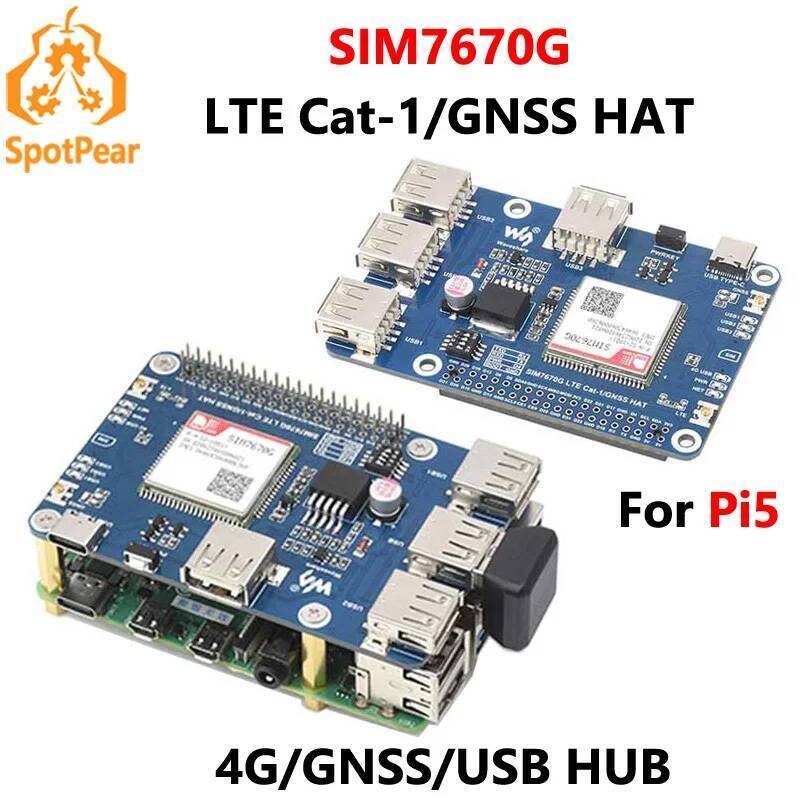 Raspberry Pi SIM7670G LTE-4G-Cat-1 / GNSS / USB-HUB บอร์ดขยาย Global Band LTE 4G Cat-1 รองรับตําแหน่