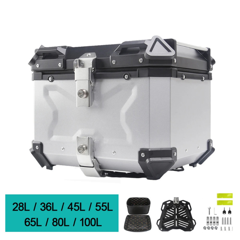 55L 65L 80L Universal Motorcycle Rear Luggage Trunk Storage Moto Top Case Box Waterproof Helmet Key