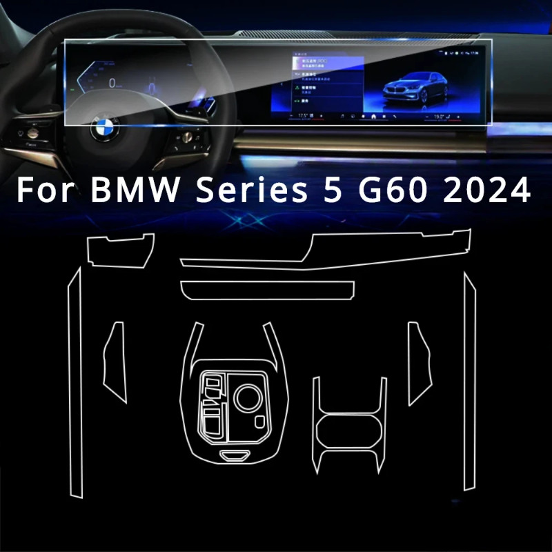 For BMW Series 5 G60 2024Car interior Accessories Thin film Sticker transparent TPU Gear Panel Cent