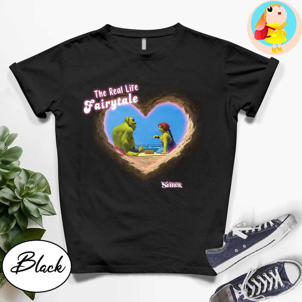 Shrek & Fiona Lovers Shrek Real Life Fairytale เสื้อน่ารัก Fiona Shrek คู่ Tee ตลกโรแมนติกเสื้อภาพยน