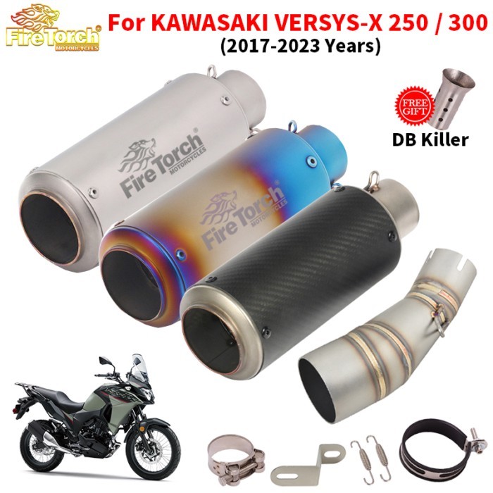 Slip On For KAWASAKI VERSYS-X 250 VERSYS-X 300 2017 - 2023 Motorcycle Exhaust Escape 51mm Middle Mi