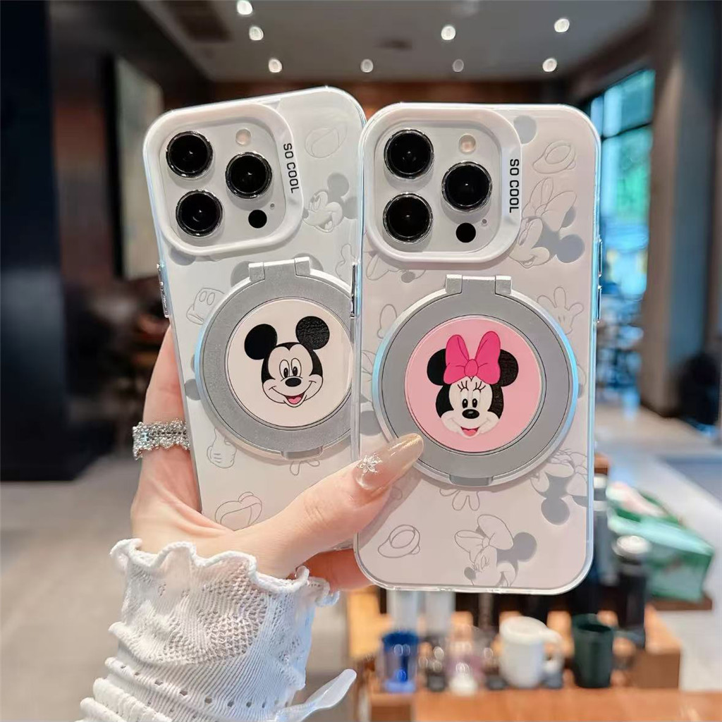 มิกกี้ มินนี่น่ารัก 360° ขาตั้งหมุนเคสโทรศัพท์สําหรับ OPPO Reno 15F 15 14F 14 13F 13 12 12F 11F 11 Pro 5G
