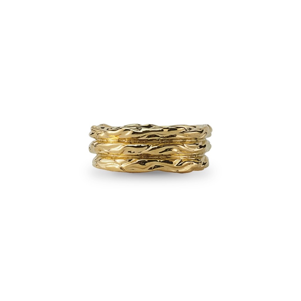 Patiara Gold Triple Arch Ring แหวนหน้ากว้างจาก Monet Collection เงินแท้ชุบทอง23K
